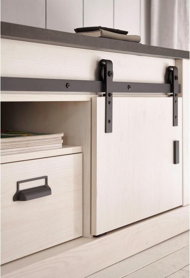 Home affaire Tv-meubel Sherwood Houtdecor met schuurdeurbeslag en apothekersgreep breedte 162 cm - Foto 3