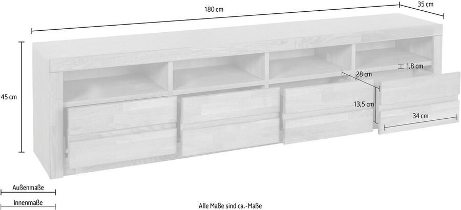 Home affaire Tv-meubel Silkeborg mooie greeploze look breedte 180 cm - Foto 2