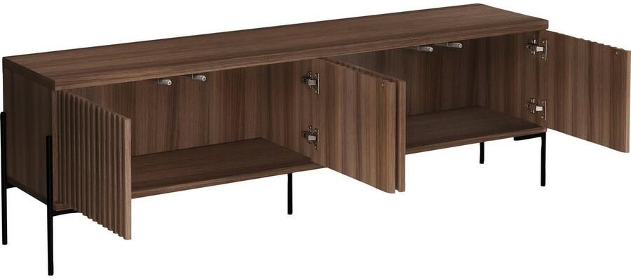 Loft24 Charlie Laag dressoir met 4 deuren in walnoot-look (55 x 175 x 38 cm) - Foto 8