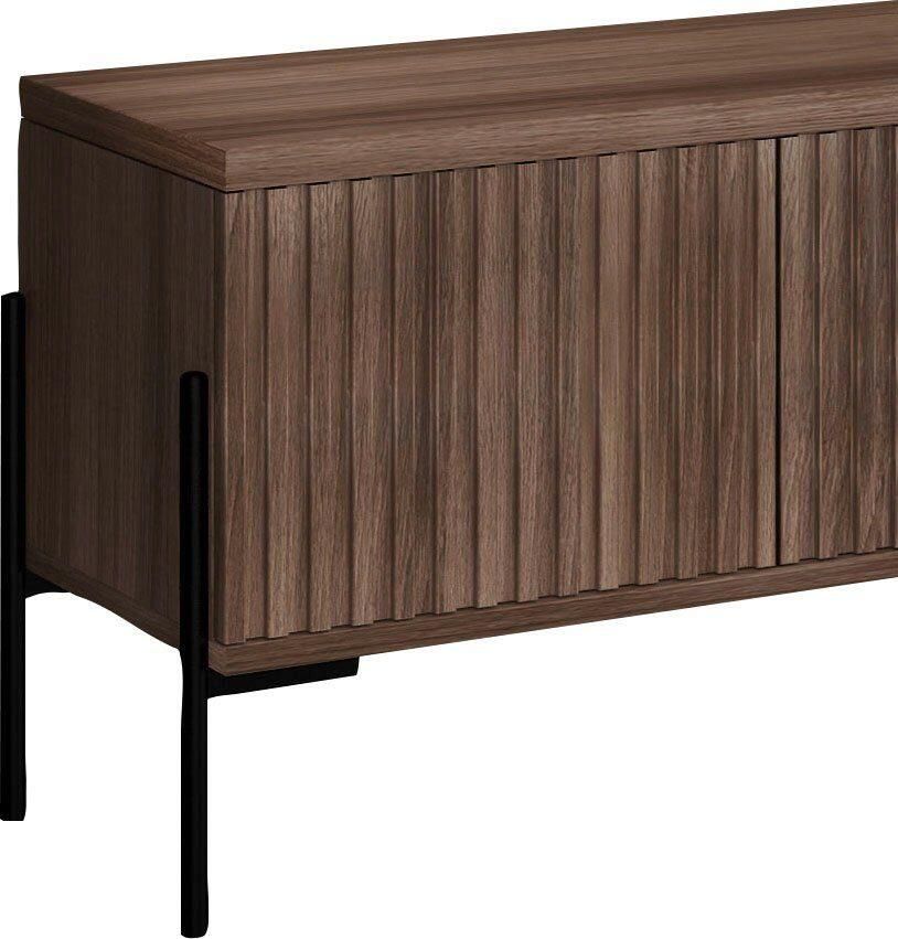 Loft24 Charlie Laag dressoir met 4 deuren in walnoot-look (55 x 175 x 38 cm) - Foto 3