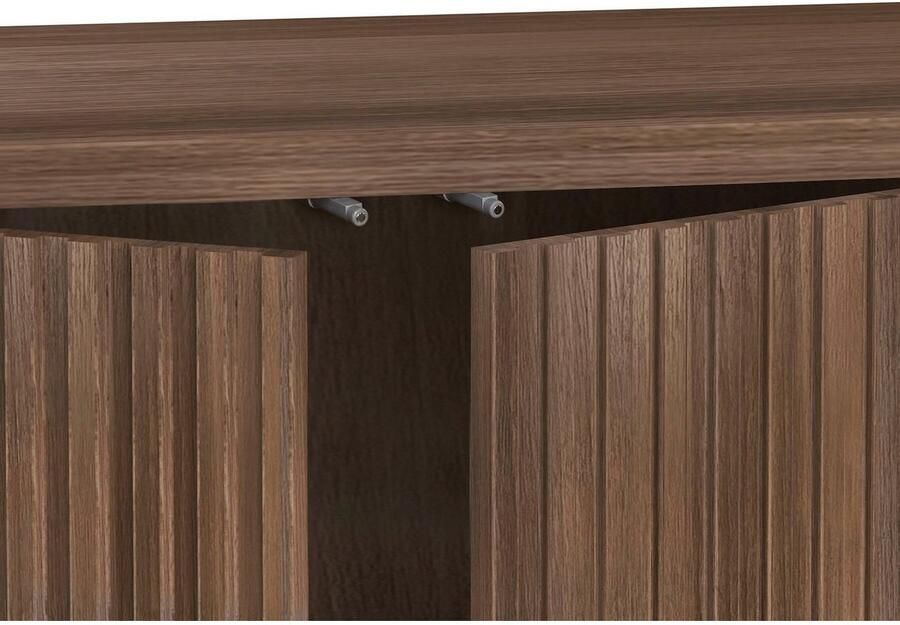 Loft24 Charlie Laag dressoir met 4 deuren in walnoot-look (55 x 175 x 38 cm) - Foto 6