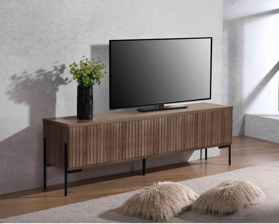 Loft24 Charlie Laag dressoir met 4 deuren in walnoot-look (55 x 175 x 38 cm) - Foto 5