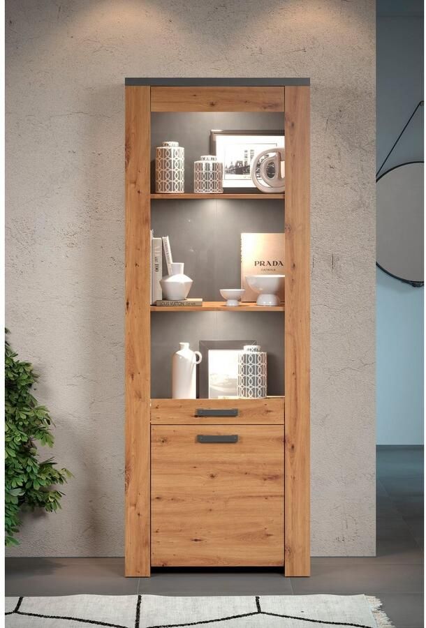 Home affaire Vitrinekast Ambres met glasdeur breedte 73 cm draairichting links of rechts (1 stuk)