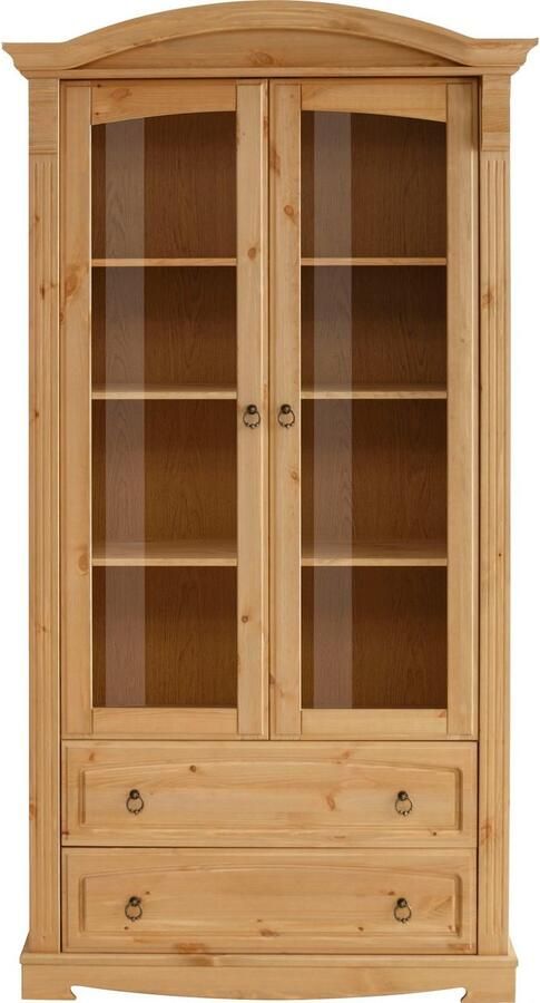 Home affaire Vitrinekast ANNA Hoogte 187 cm breedte 100 cm metalen handgrepen van massief grenen FSC - Foto 10