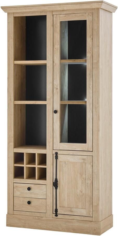 Home affaire Vitrinekast Cornwall hoge kast in landelijke stijl glasvitrine eiken decor Metalen handgrepen 105 cm breed veel opbergruimte in twee maten beschikbaar (1 stuk) - Foto 8