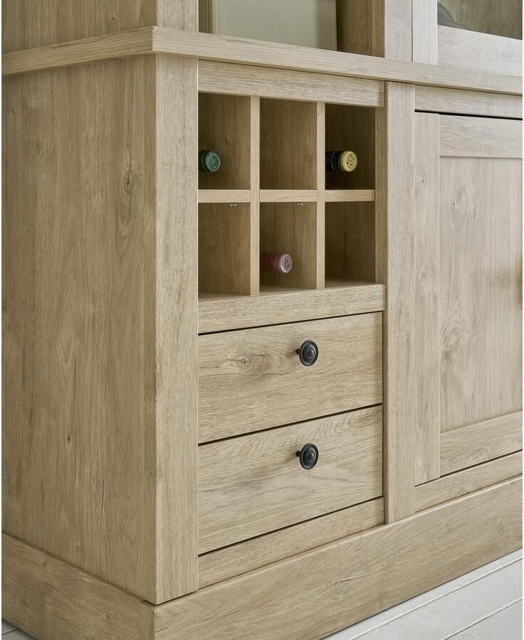 Home affaire Vitrinekast Cornwall hoge kast in landelijke stijl glasvitrine eiken decor Metalen handgrepen 105 cm breed veel opbergruimte in twee maten beschikbaar (1 stuk) - Foto 2