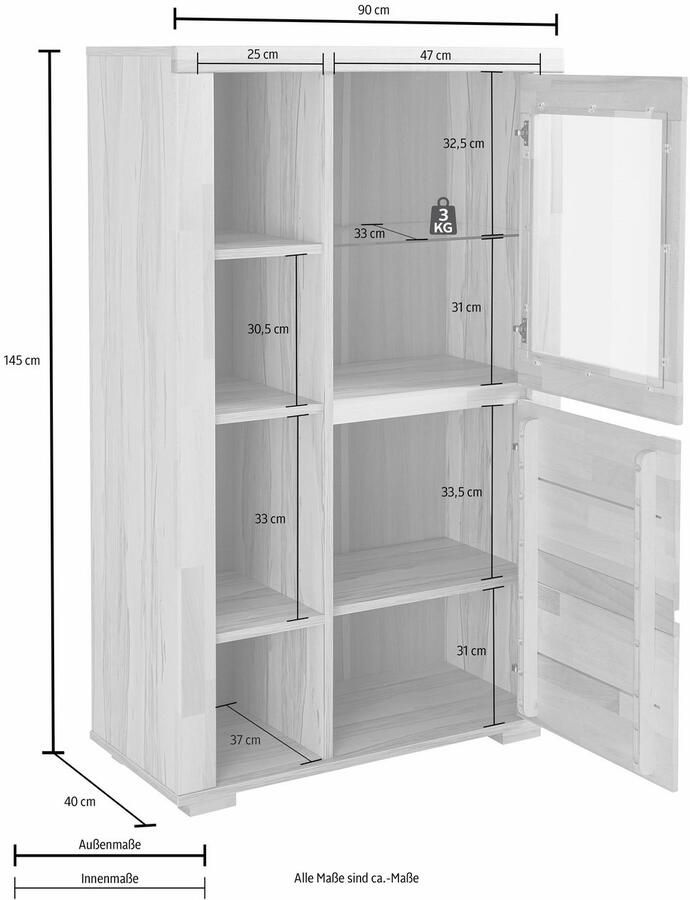 Home affaire Vitrinekast Denis Opbergvitrine hoogte 145 cm - Foto 2