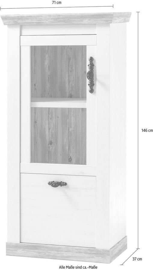 Home affaire Vitrinekast Florence in romantische landelijke look hoogte 146 cm - Foto 3
