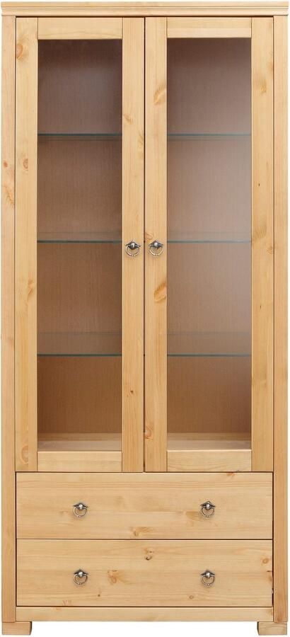 Home affaire Vitrinekast Gotland Breedte 80 cm hoogte 178 cm met glazen deuren van massief grenen FSC - Foto 10