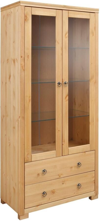 Home affaire Vitrinekast Gotland Breedte 80 cm hoogte 178 cm met glazen deuren van massief grenen FSC - Foto 11