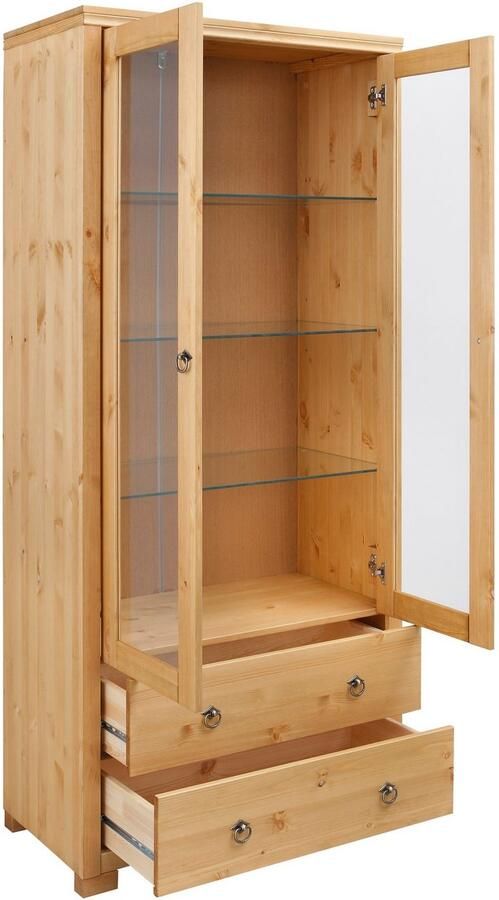 Home affaire Vitrinekast Gotland Breedte 80 cm hoogte 178 cm met glazen deuren van massief grenen FSC - Foto 7