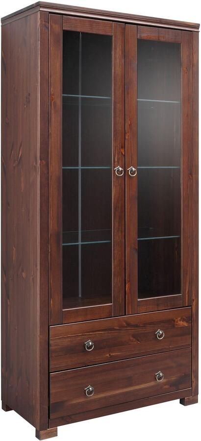 Home affaire Vitrinekast Gotland Breedte 80 cm hoogte 178 cm met glazen deuren van massief grenen FSC - Foto 10