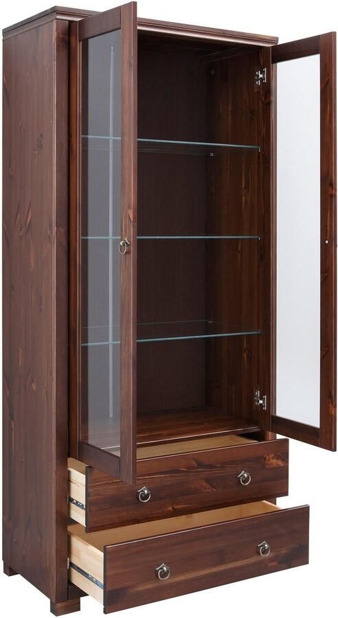 Home affaire Vitrinekast Gotland Breedte 80 cm hoogte 178 cm met glazen deuren van massief grenen FSC - Foto 7