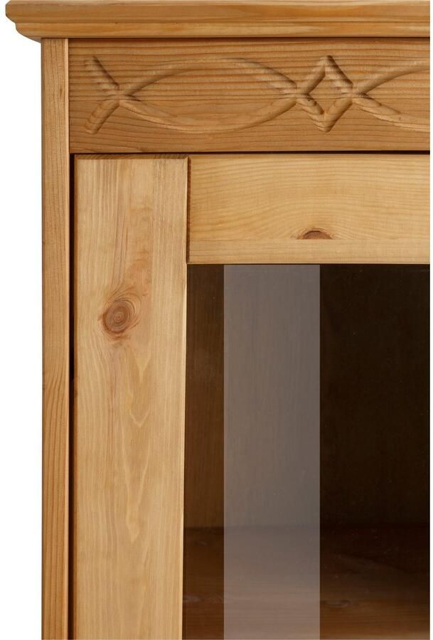 Home affaire Vitrinekast Indra van massief dennenhout fsc 2-delig hoogte 145 cm discreet ornament - Foto 4