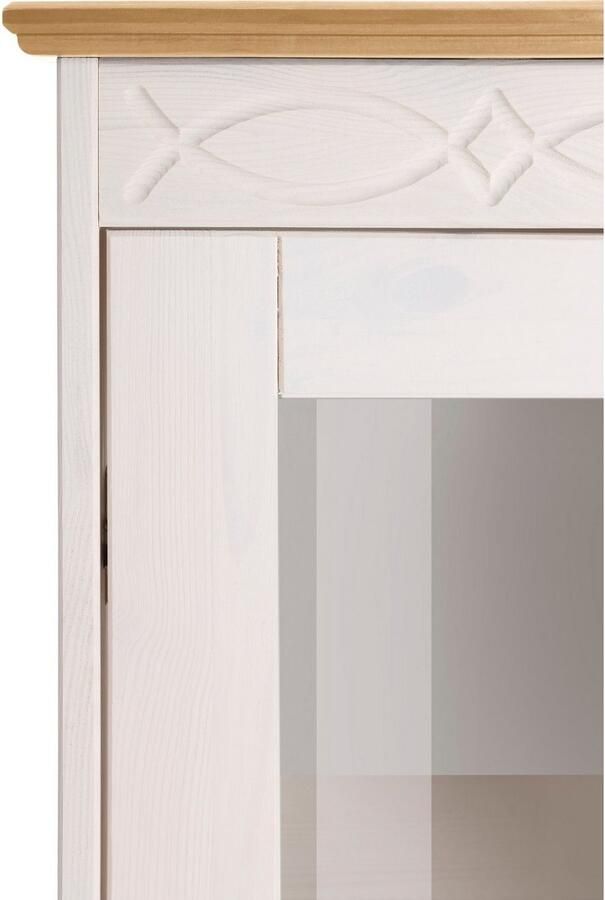 Home affaire Vitrinekast Indra van massief dennenhout fsc 2-delig hoogte 145 cm discreet ornament - Foto 3