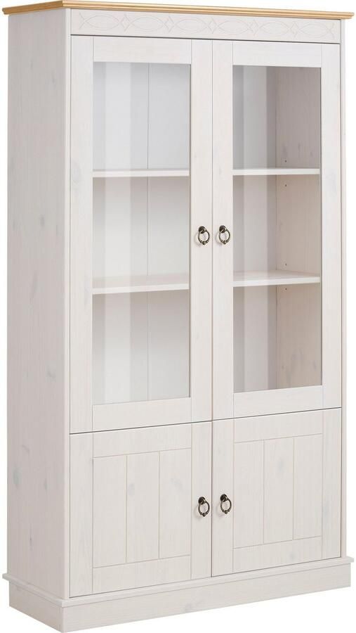 Home affaire Vitrinekast Indra van massief dennenhout fsc hoogte 145 cm discreet ornament - Foto 9