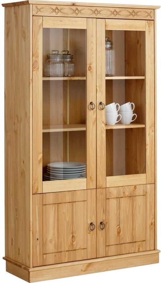 Home affaire Vitrinekast Indra van massief dennenhout fsc hoogte 145 cm discreet ornament - Foto 7