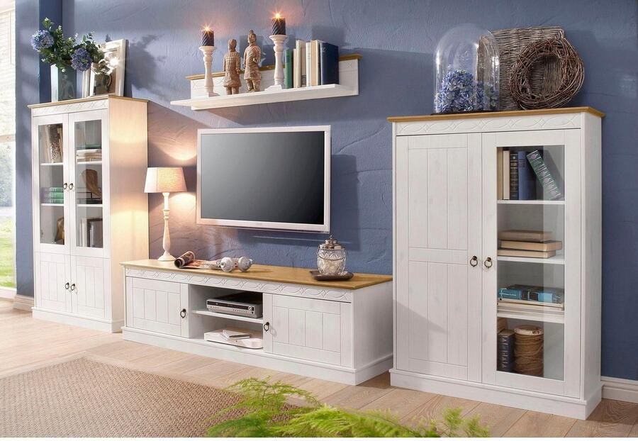 Home affaire Vitrinekast Indra van massief dennenhout fsc hoogte 145 cm discreet ornament - Foto 3