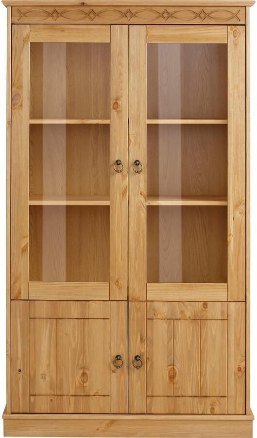 Home affaire Vitrinekast Indra van massief dennenhout fsc hoogte 145 cm discreet ornament - Foto 5