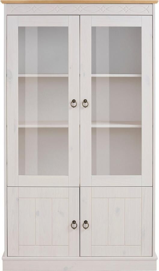 Home affaire Vitrinekast Indra van massief dennenhout fsc hoogte 145 cm discreet ornament - Foto 8