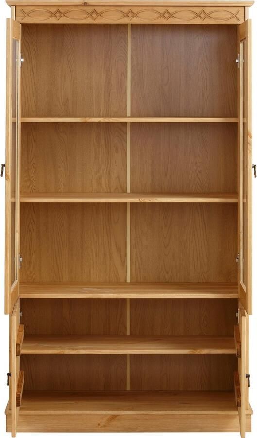 Home affaire Vitrinekast Indra van massief dennenhout fsc hoogte 145 cm discreet ornament - Foto 6