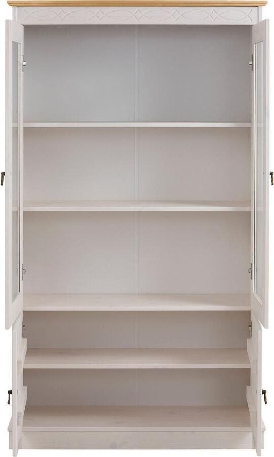 Home affaire Vitrinekast Indra van massief dennenhout fsc hoogte 145 cm discreet ornament - Foto 7