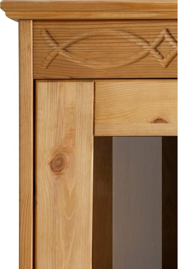 Home affaire Vitrinekast Indra van massief dennenhout fsc hoogte 145 cm discreet ornament - Foto 2