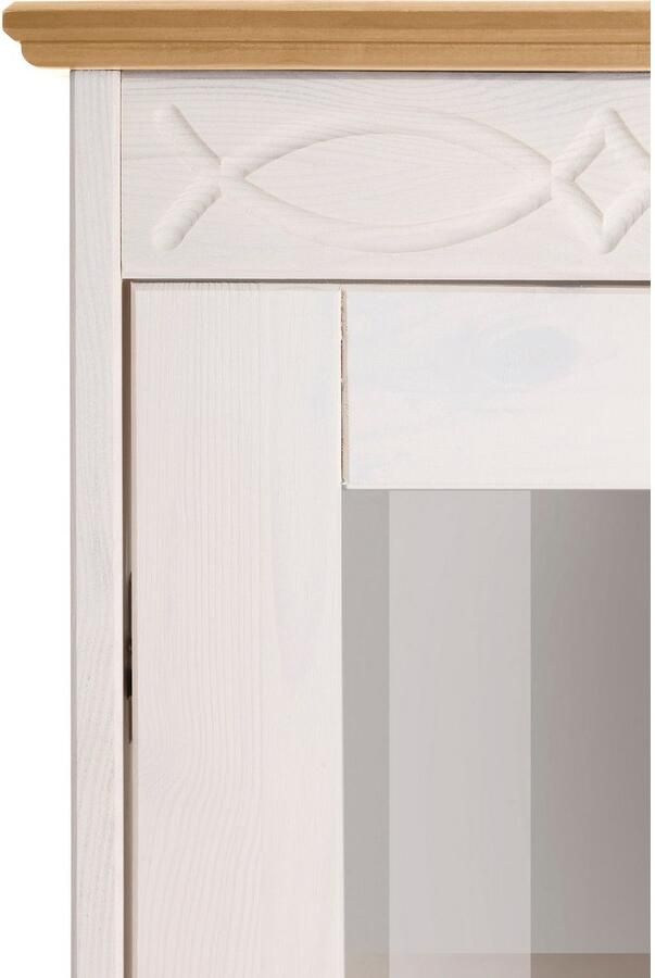 Home affaire Vitrinekast Indra van massief dennenhout fsc hoogte 145 cm discreet ornament - Foto 5