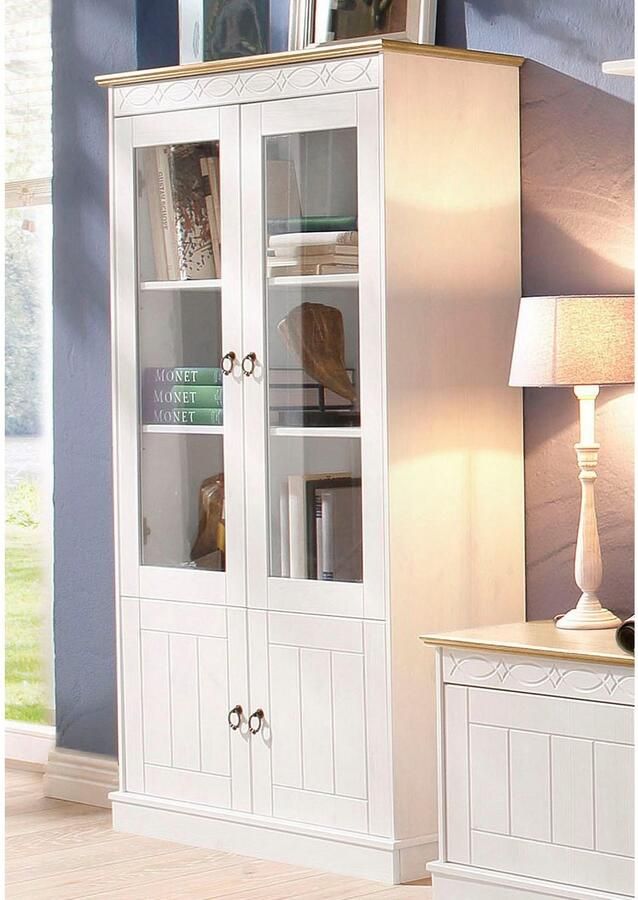 Home affaire Vitrinekast Indra van massief dennenhout fsc hoogte 145 cm discreet ornament - Foto 2