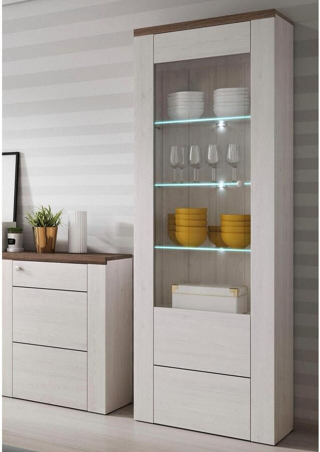 Home affaire Vitrinekast Larona tijdloze glazen vitrine hoge kast hoogte 205 6 cm - Foto 2