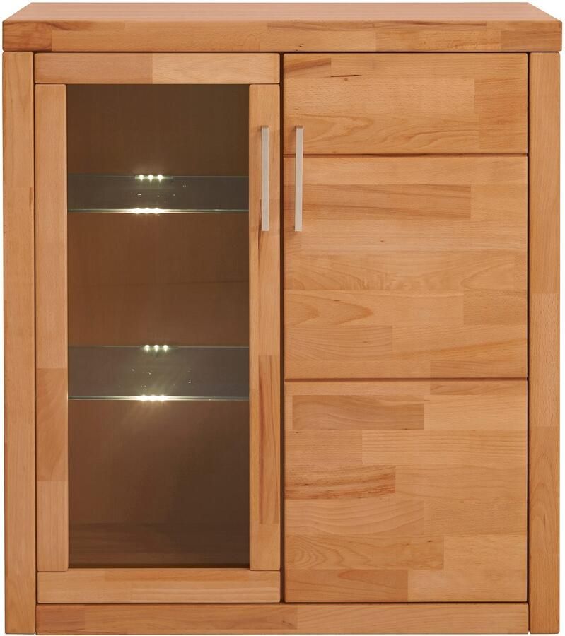 Home affaire Vitrinekast Logo 100cm hoog 42 cm diep fronten massief hout 6 vakken - Foto 2