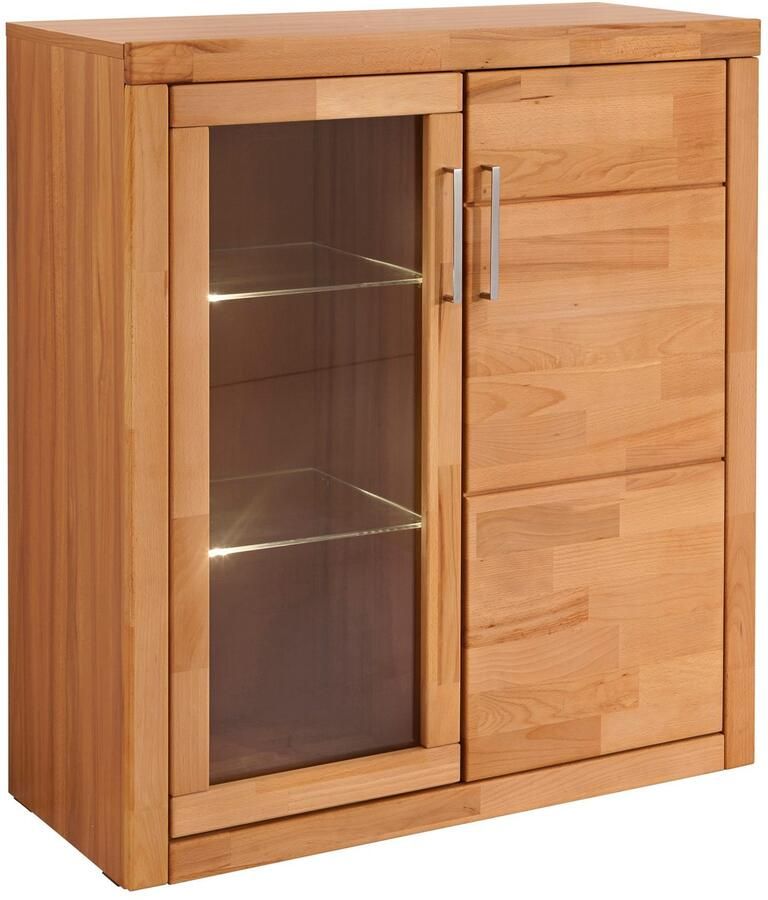 Home affaire Vitrinekast Logo 100cm hoog 42 cm diep fronten massief hout 6 vakken - Foto 5