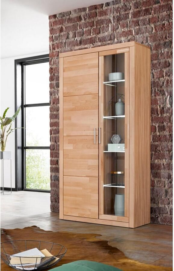 Home affaire Vitrinekast Logo 190cm hoog 42 cm diep fronten massief hout 10 vakken - Foto 8