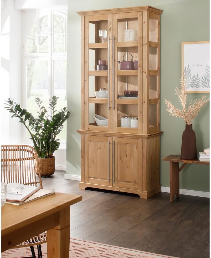 Home affaire Vitrinekast Meliss van massieve dennen fsc breedte 94 cm