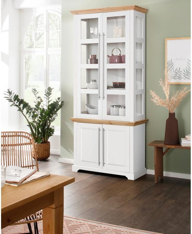 Home affaire Vitrinekast Meliss van massieve dennen fsc breedte 94 cm