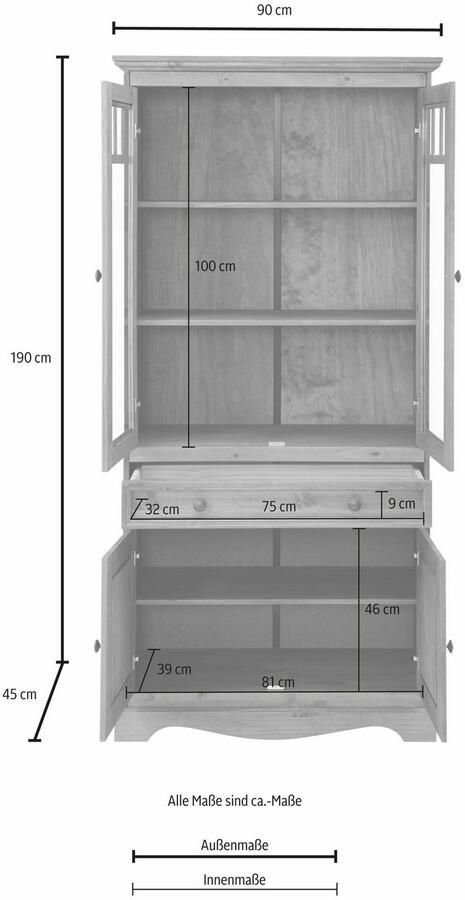 Home affaire Vitrinekast MELISSA Hoogte 190 cm - Foto 5