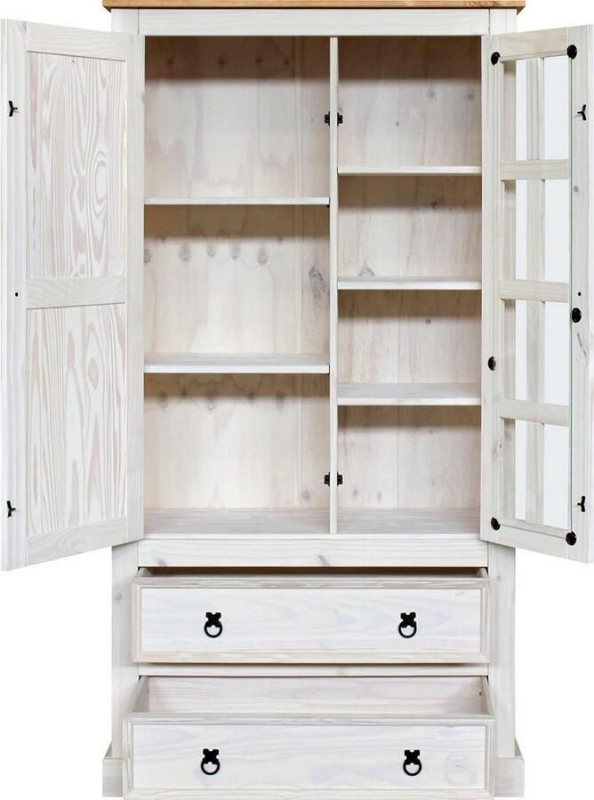 Home affaire Vitrinekast Metalen siergrepen en scharnieren