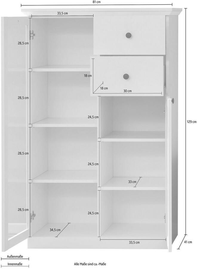 Home affaire Vitrinekast Örebro tijdloze landelijke stijl volledig uittrekbaar verlichting optioneel - Foto 4