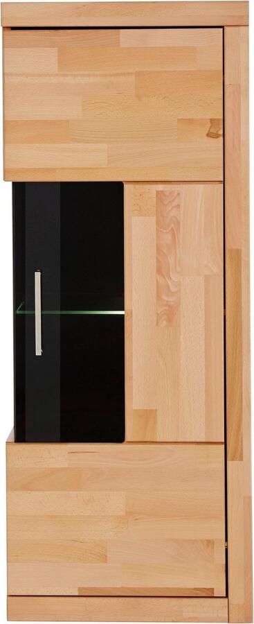 Home affaire Vitrinekast Ribe 125cm hoog 4 vakken 1 glazen plank variabel inzetbaar Massief hout houtmateriaal donker gehard glas metalen handgrepen - Foto 9