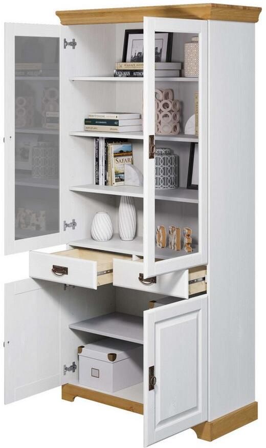 Home affaire Vitrinekast Rügen gecertificeerd massief hout hoogte 192 cm in landhuisstijl - Foto 6