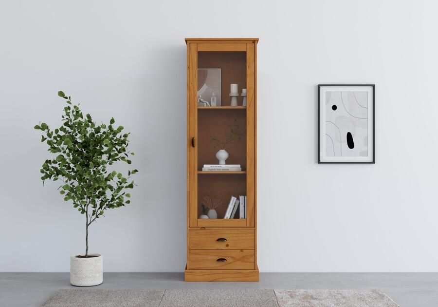 Home affaire Vitrinekast Schröder met 1 schuifdeur 2 lades van massief grenenhout breedte 55cm - Foto 8