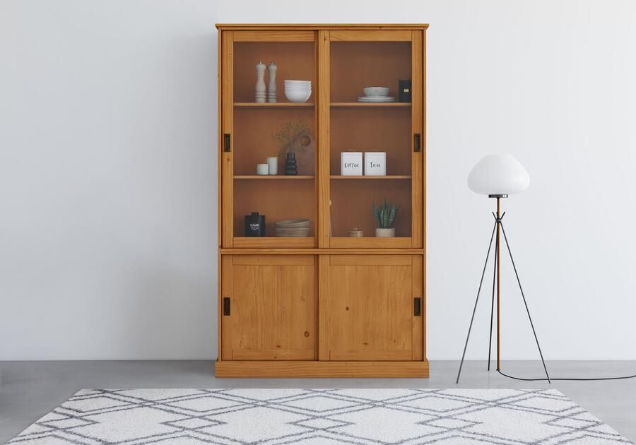 Home affaire Vitrinekast Schröder met 2+2 schuifdeuren van massief grenenhout breedte 114 cm - Foto 9