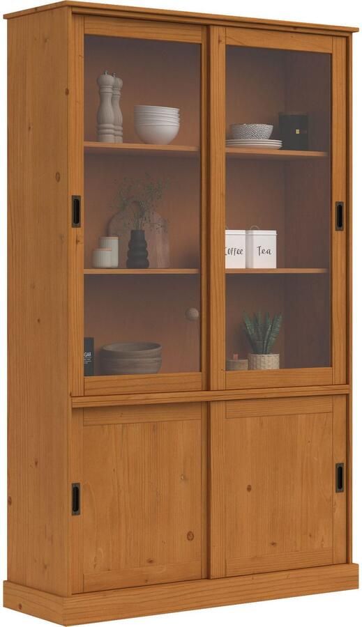 Home affaire Vitrinekast Schröder met 2+2 schuifdeuren van massief grenenhout breedte 114 cm - Foto 7