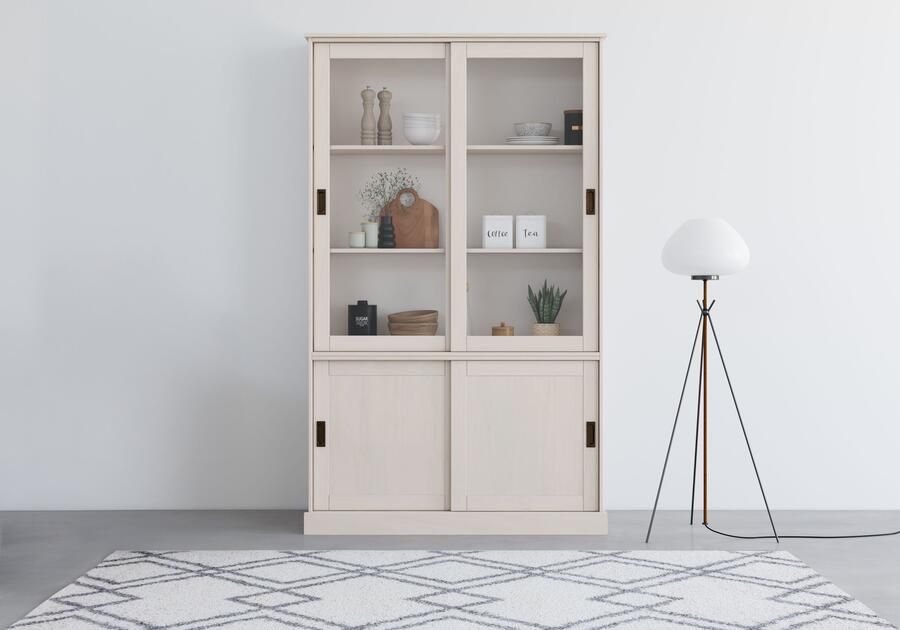 Home affaire Vitrinekast Schröder met 2+2 schuifdeuren van massief grenenhout breedte 114 cm - Foto 9