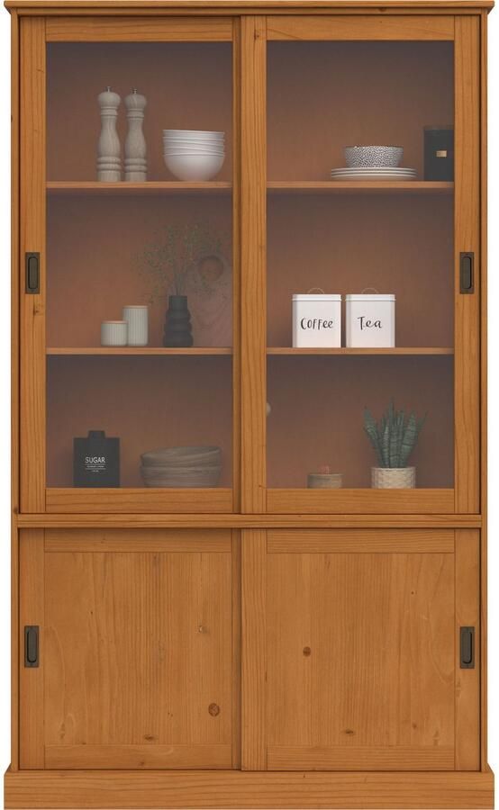 Home affaire Vitrinekast Schröder met 2+2 schuifdeuren van massief grenenhout breedte 114 cm - Foto 3