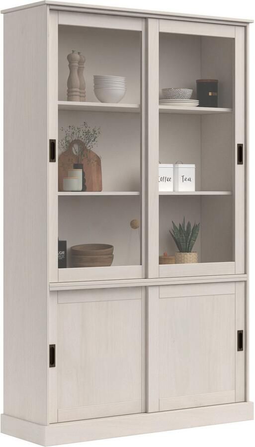 Home affaire Vitrinekast Schröder met 2+2 schuifdeuren van massief grenenhout breedte 114 cm - Foto 8