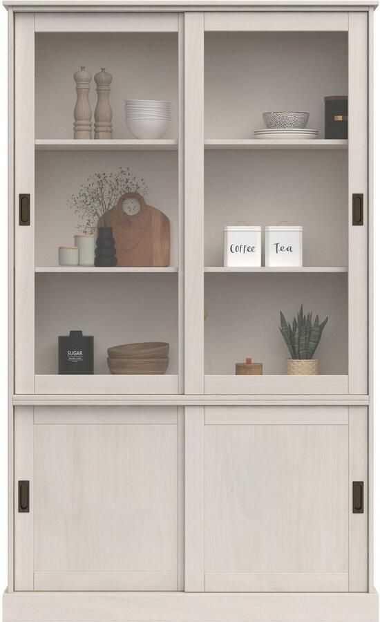 Home affaire Vitrinekast Schröder met 2+2 schuifdeuren van massief grenenhout breedte 114 cm - Foto 3