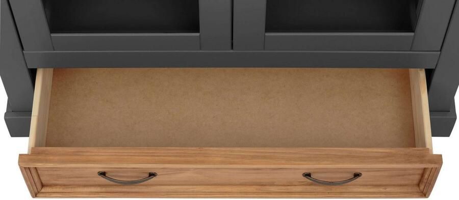 Home affaire Vitrinekast Selma Highboard gemaakt van massief grenen met metalen handgrepen in een antieke look - Foto 5