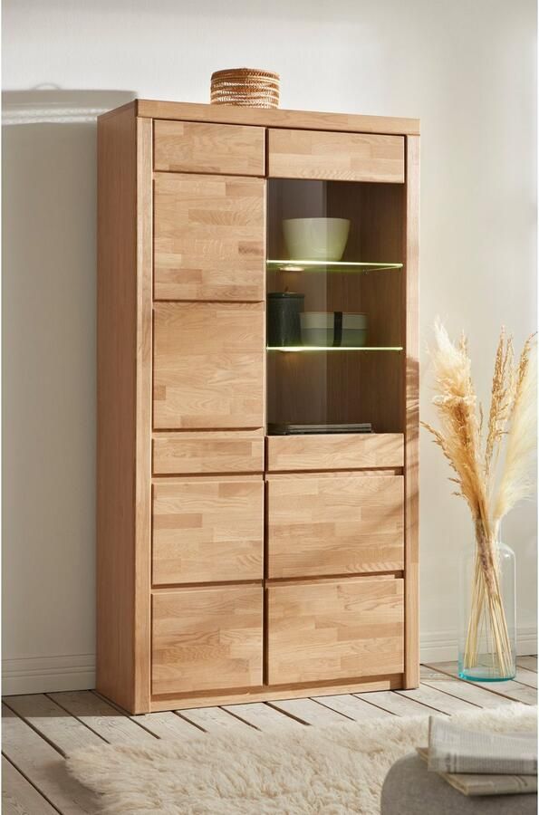 Home affaire Vitrinekast Silkeborg gedeeltelijk massief mooie greeploze look - Foto 2