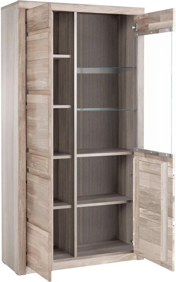 Home affaire Vitrinekast Silkeborg gedeeltelijk massief mooie greeploze look - Foto 3